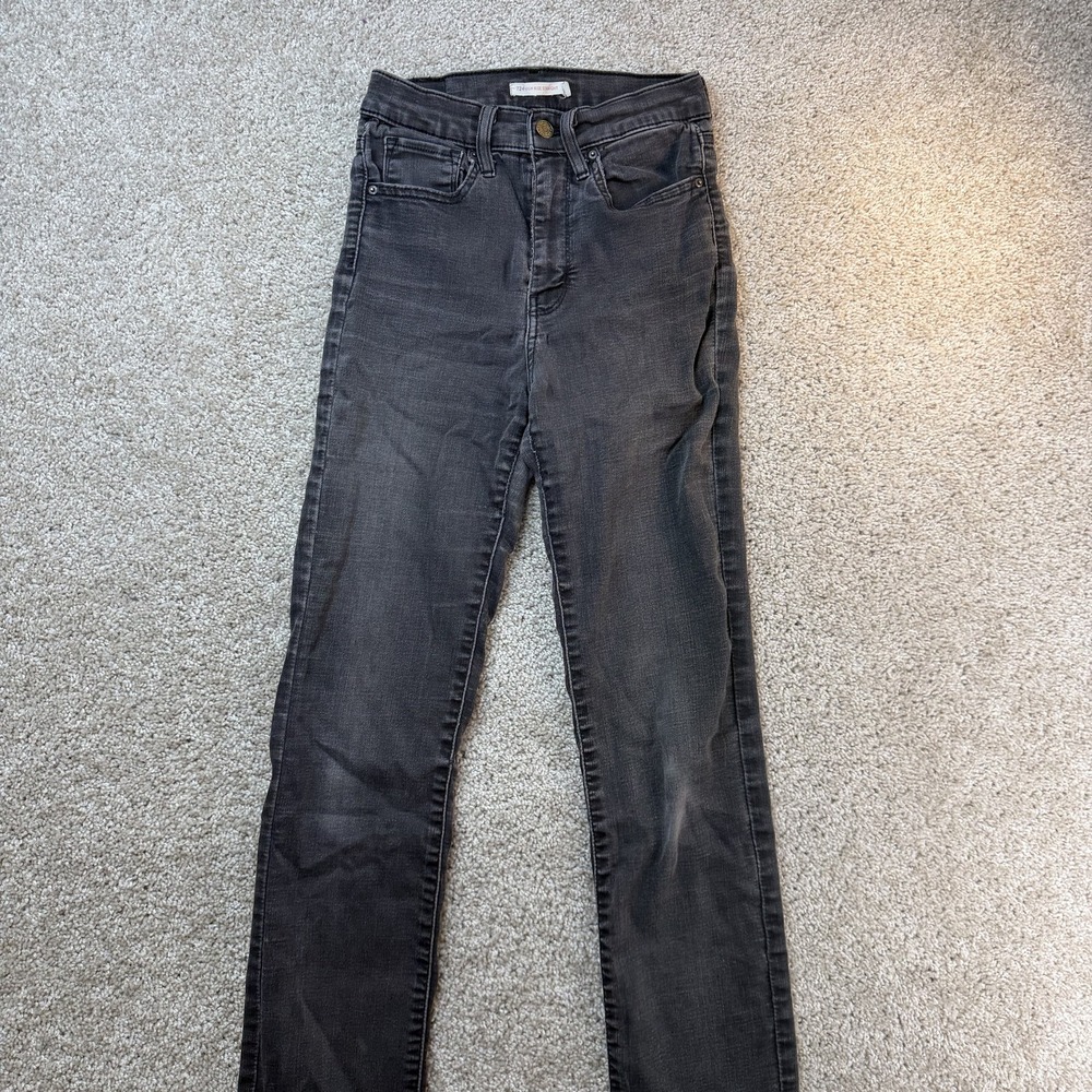 Levi's 724 High Rise Straight Jeans Womens 27 Charcoal Wash Gray Stretch Denim